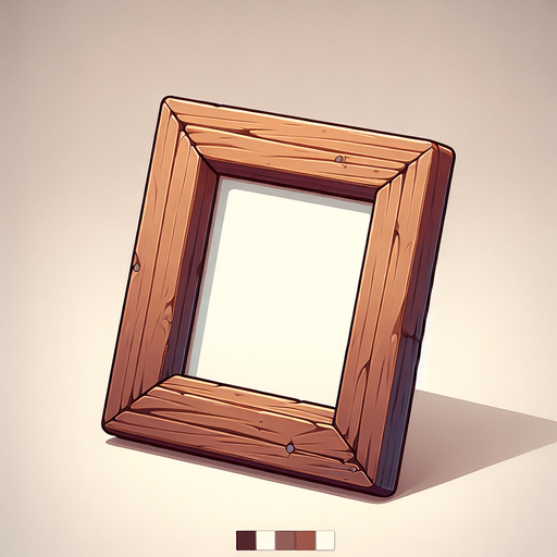 wooden photo frame.
Single Game Texture. In-Game asset. 2d. Blank background. High contrast. No shadows.