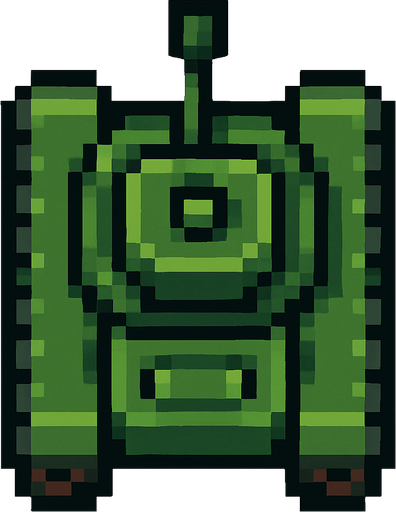 green tank pixel art top down.
In-Game asset.  2d.  High contrast.  No shadows