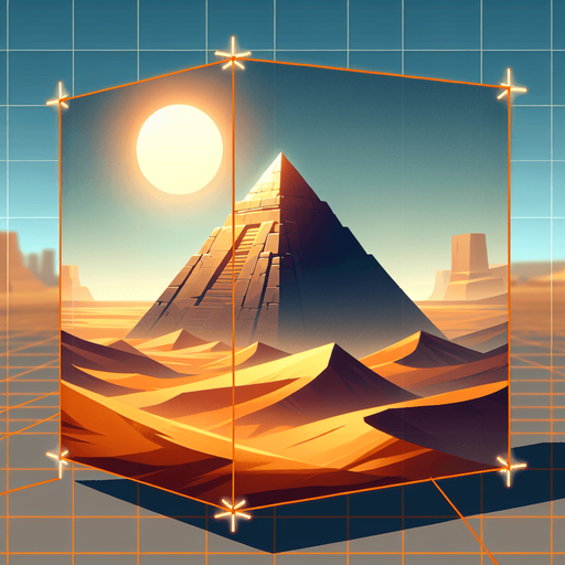 An animated image of a desert with a pyramid.
Single Game Texture. In-Game asset. 2d. Blank background. High contrast. No shadows.
