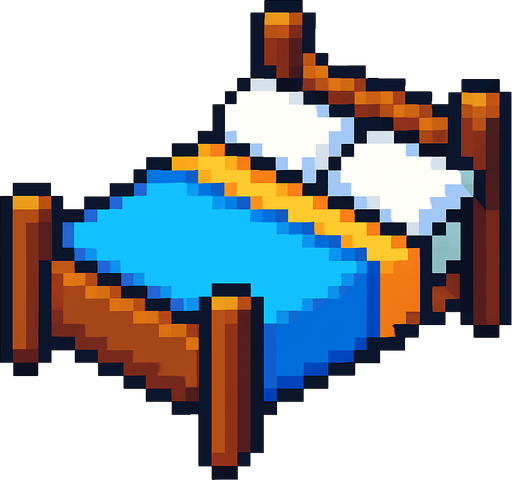 pixel yatak.
In-Game asset.  2d.  High contrast.  No shadows