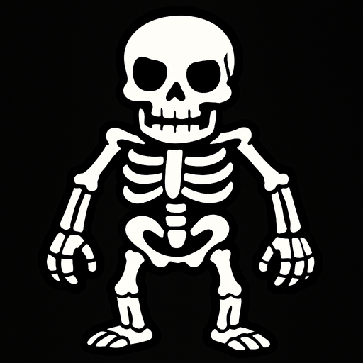 skeleton.
In-Game asset.  2d.  High contrast.  No shadows