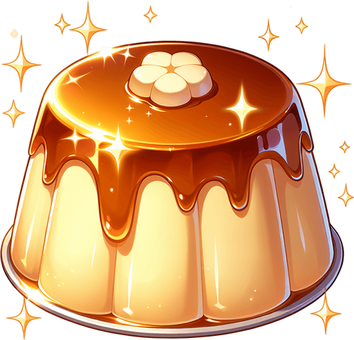 flan pudding, shiny, anime

Single Game Texture. In-Game asset. 2d. Blank background. High contrast. No shadows.
