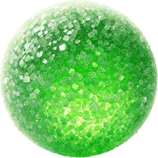 Basic Prompt:
Bright green candy, emerald green tones, crystallized texture, covered in small sugar granules, looking sweet and delicious.
More Detailed Prompt (Optional):
Bright green candy, with hints of emerald green and light lime green sparkles, crystallized texture, covered in small sugar granules, looking fresh and delicious as if it was just made. There is a faint halo of light around the candy, and the background is blurred.
Additional Details to Add to the Prompt:
Shape: Round, square, heart-shaped, etc.
Material: Glass, frosted glass, sugar crystal, etc.
Lighting: Soft, hard, dramatic, etc.
Background: Solid color, patterned, blurred, themed (e.g., candy store), etc.
Additional Objects: Other candies, paper packaging, ribbon, etc.
Example Combined Prompt:
Round, bright green candy with emerald green and lime green tones, crystallized texture, covered in small sugar granules, looking fresh and delicious. Soft lighting, blurred background..
Single Game Texture.  In-Game asset.  2d.  Blank background.  High contrast.  No shadows