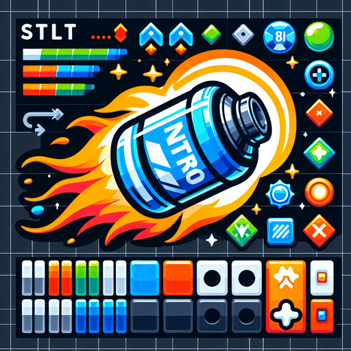 I need a 2D Nitro Boost asset for my street racing game on the UPIT FRVR platform. Please provide:

A Nitro item/power-up icon (e.g., a glowing canister, fuel bottle, or energy orb)

An optional nitro flame trail effect (to show speed burst behind the car when nitro is activated)

Asset Requirements:

Bright, high-energy colors (like blue, orange, or electric white)

Should look exciting and clearly indicate a speed power-up

Sized appropriately to place on the road for pickup or to attach behind the car when used

Style should match a fun and fast-paced 2D racing game.
Single Game Texture.  In-Game asset.  2d.  Blank background.  High contrast.  No shadows