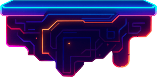 Neon cyberpunk futuristic glowing side-view 2d platformer style platform flat top