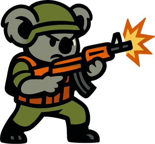 koala enemy soldier act shoot

In-Game asset.  2d.  High contrast.  No shadows