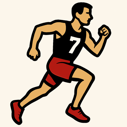 runner with a black shirt with number 7.
In-Game asset.  2d.  High contrast.  No shadows