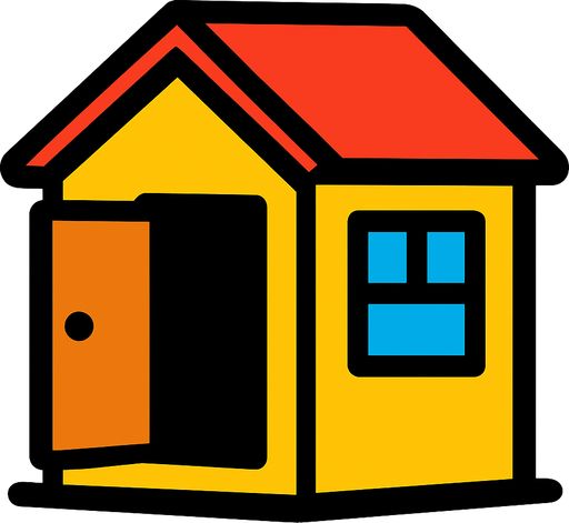 yellow house, open door looking left.
In-Game asset.  2d.  High contrast.  No shadows