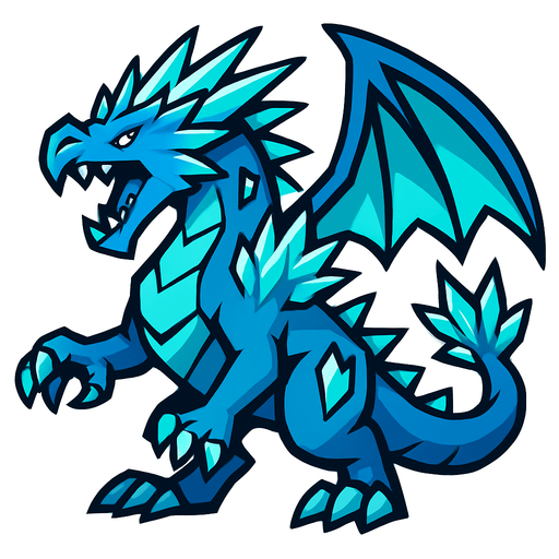 Dragon des glaces.
In-Game asset.  2d.  High contrast.  No shadows