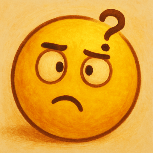 A clever yellow round ball with a yellow confused expression