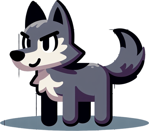 Cartoon wolf.
Single Game Texture. In-Game asset. 2d. Blank background. High contrast. No shadows.