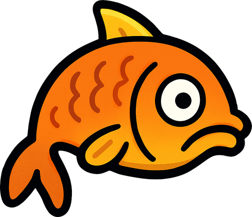 Floppy Fish.
Single Game Texture.  In-Game asset.  2d.  Blank background.  High contrast.  No shadows