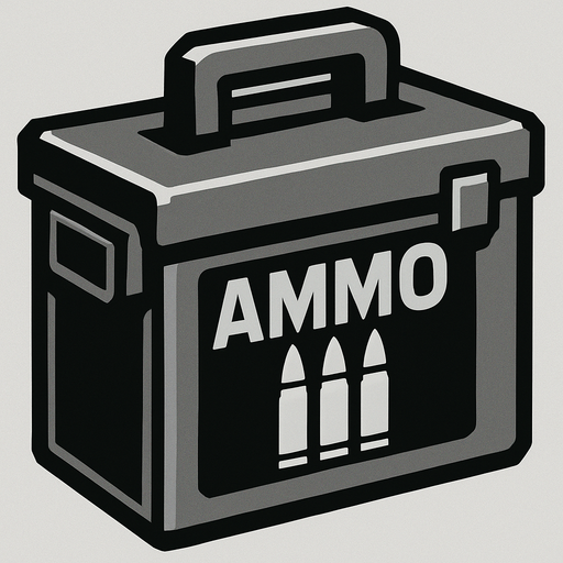 ammo box but gray.
In-Game asset.  2d.  High contrast.  No shadows