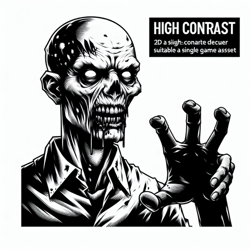 Zombie.
Single Game Texture. In-Game asset. 2d. Blank background. High contrast. No shadows.