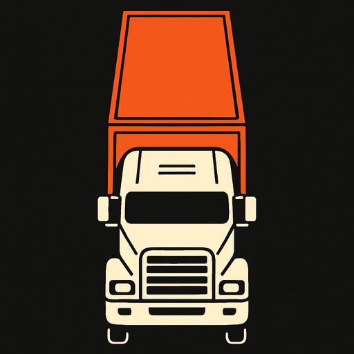 long haul truck seen from direct top.
In-Game asset.  2d.  High contrast.  No shadows