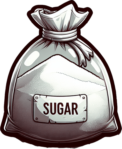sugar in a bag. Single Game Texture. In-Game asset. 2d. Blank background. High contrast. No shadows.