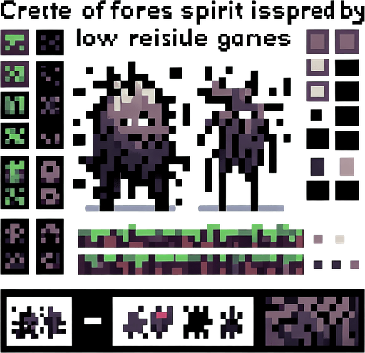 forest spirit, low resolution, indie like game,  looking like minecraft allay. one small creature 

Single Game Texture. In-Game asset. 2d. Blank background. High contrast. No shadows.