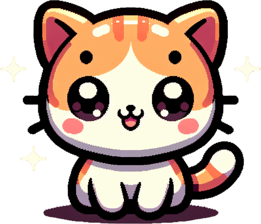 kawaii style kitten.
Single Game Texture. In-Game asset. 2d. Blank background. High contrast. No shadows.