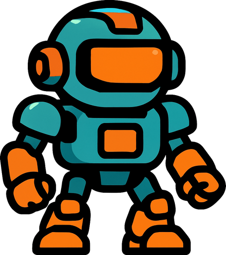 player robot.
In-Game asset.  2d.  High contrast.  No shadows