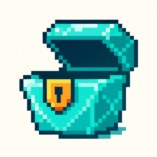 2d pixel bir elmasdan hazine sandığı.
In-Game asset.  2d.  High contrast.  No shadows