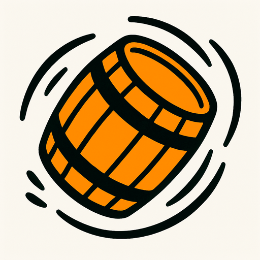 barrrel rolling.
In-Game asset.  2d.  High contrast.  No shadows