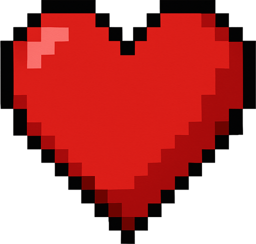 red heart.
In-Game asset.  2d.  High contrast.  No shadows. pixel art