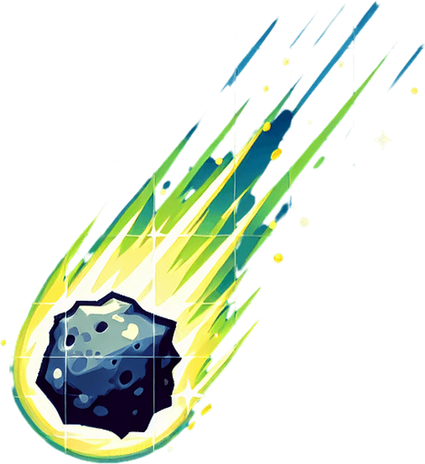Asteroid, falling Single Game Texture. In-Game asset. 2d. Blank background. High contrast. No shadows.