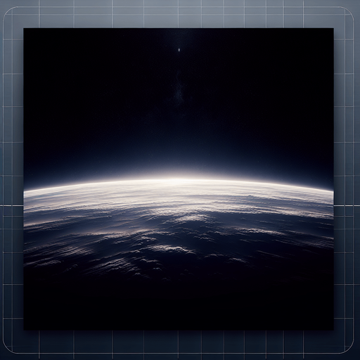 Horizon and atmosphere of a planet as seen from very low orbit..
Single Game Texture. In-Game asset. 2d. Blank background. High contrast. No shadows.