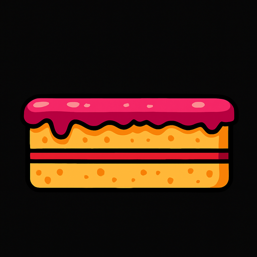 lateral view of a flat cake in rectangular platform shape for a platformer game.
In-Game asset.  2d.  High contrast.  No shadows