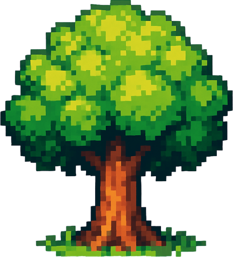 Tree pixel art.
In-Game asset.  2d.  High contrast.  No shadows