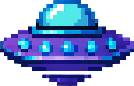 pixel ufo.
In-Game asset.  2d.  High contrast.  No shadows