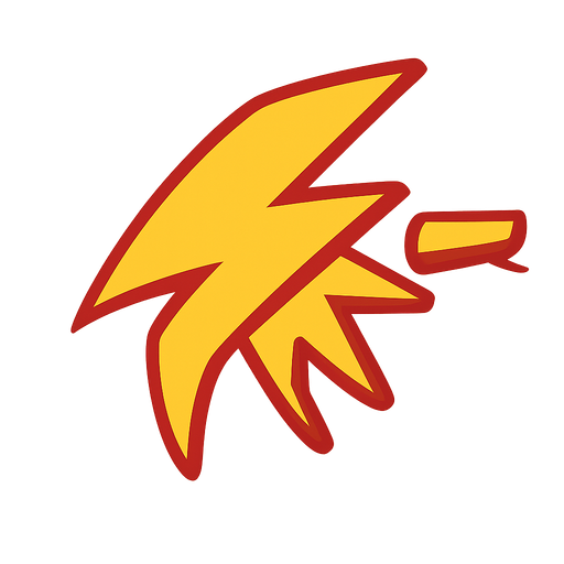 Thunder logo. No background. Transparent background. Blank background. No shadows. 2d. In-Game asset. flat