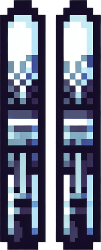 pixel art of skiis . Single Game Texture. In-Game asset. 2d. Blank background. High contrast. No shadows.