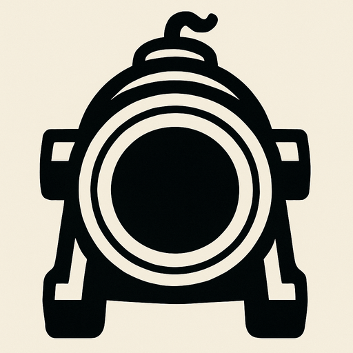 only the mouth part of the cannon and looking at the vertical.
In-Game asset.  2d.  High contrast.  No shadows