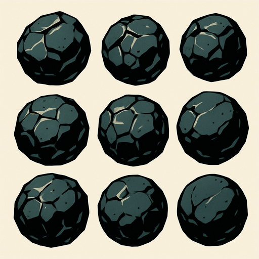 Pack of rocks shots.sphere.
In-Game asset.  2d.  High contrast.  No shadows