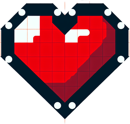 heart.
Single Game Texture. In-Game asset. 2d. Blank background. High contrast. No shadows.