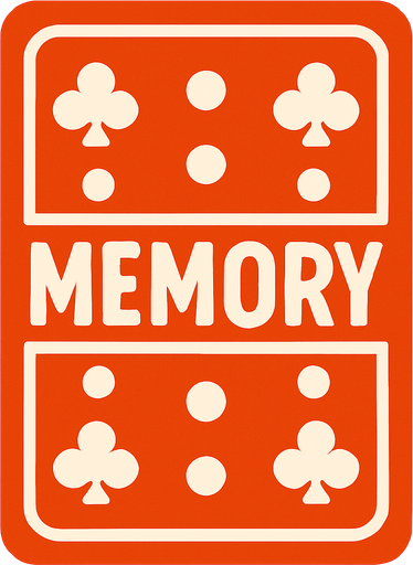 Create an image for a memory game's card's back.
In-Game asset.  2d.  High contrast.  No shadows