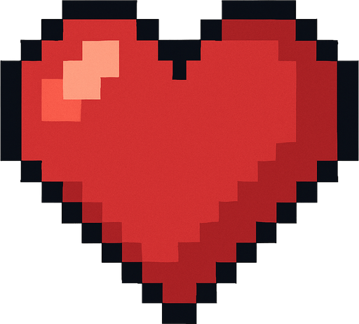 Pixel art Heart.
In-Game asset.  High contrast.  No shadows
