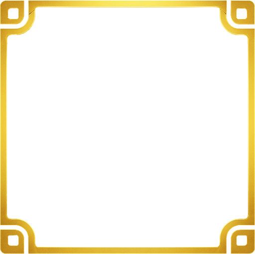 Quiero un rectangulo elegante con colores dorados en las esquinas.
In-Game asset.  2d.  High contrast.  No shadows