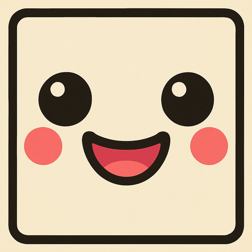 A cute face with cute smile.
In-Game asset.  2d.  High contrast.  No shadows