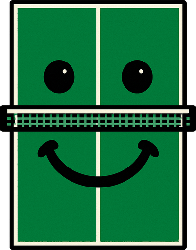 ping pong table only from the top with a face on it.
In-Game asset.  2d.  High contrast.  No shadows