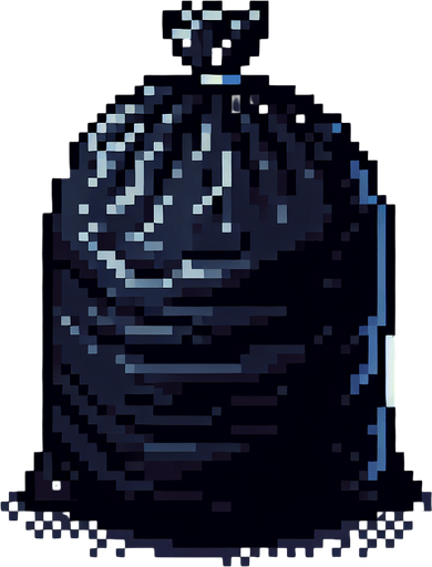 a black garbage bag.
video game style