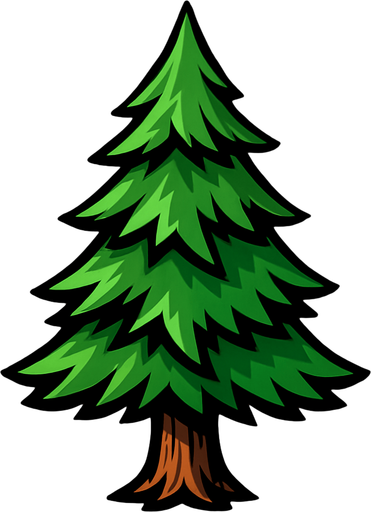 pine tree.
In-Game asset.  2d.  High contrast.  No shadows