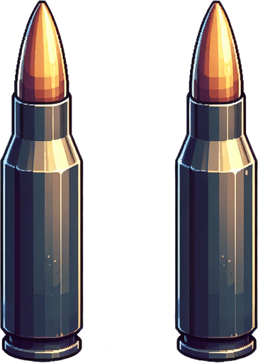 Bullet.
Single Game Texture. In-Game asset. 2d. Blank background. High contrast. No shadows.