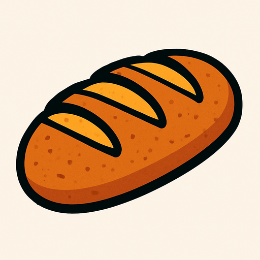 ekmek resmi.
In-Game asset.  2d.  High contrast.  No shadows