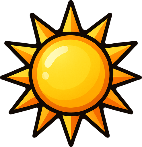 Sol puntiagudo luminoso.
In-Game asset.  2d.  High contrast.  No shadows