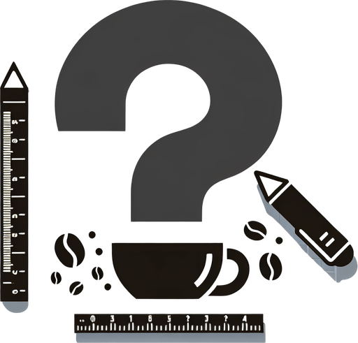 Coffee themed question mark.
Single Game Texture. In-Game asset. 2d. Blank background. High contrast. No shadows.