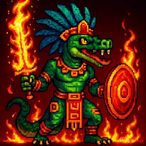 Agregale efectos de fuego pero en un fondo de alto contraste, mejor dicho solo pono mas rojo y llmas en la espada