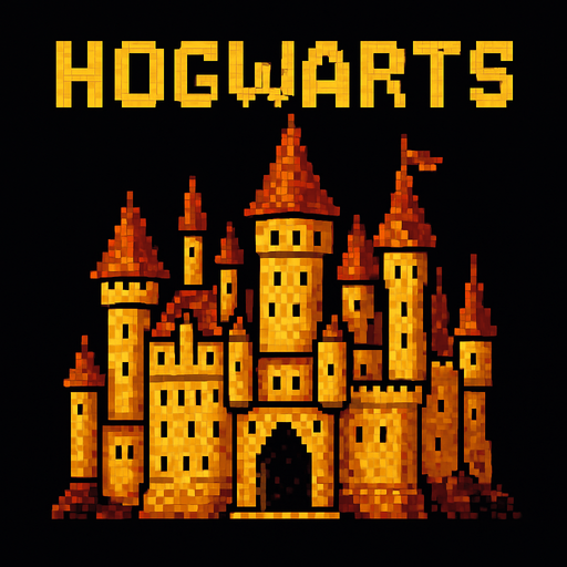 hogwarst piksel.
In-Game asset.  2d.  High contrast.  No shadows