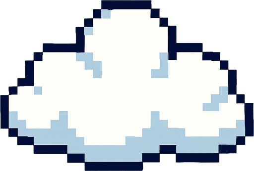 white cloud. pixel  art..
In-Game asset.  2d.  High contrast.  No shadows